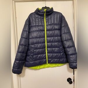 Men’s Navy and Neon Green Puffer Jacket